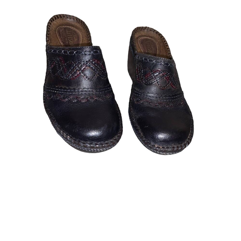 Clarks Artisan Slip-On Y2k Clogs Mule Stitched Le… - image 7